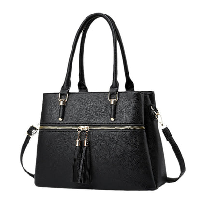 Large Capacity Soft Leather Tassel Shoulder Bag