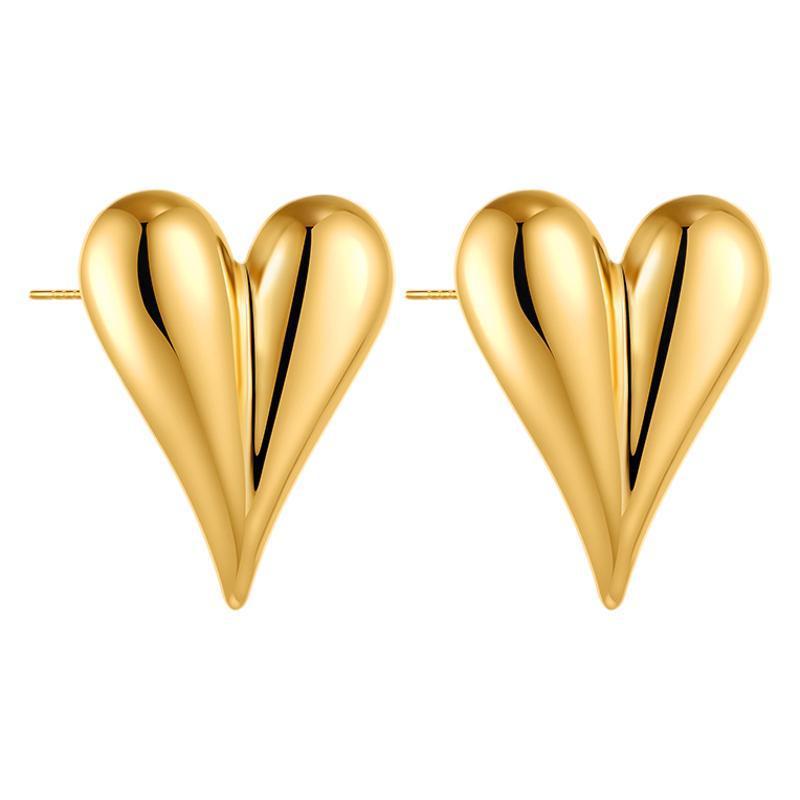 Simple Glossy Stainless Steel 18K Gold Cross Earrings