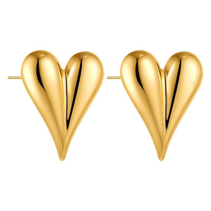 Simple Glossy Stainless Steel 18K Gold Cross Earrings