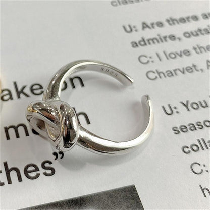 Women's 925 Sterling Silver Knotted Geometric Ring