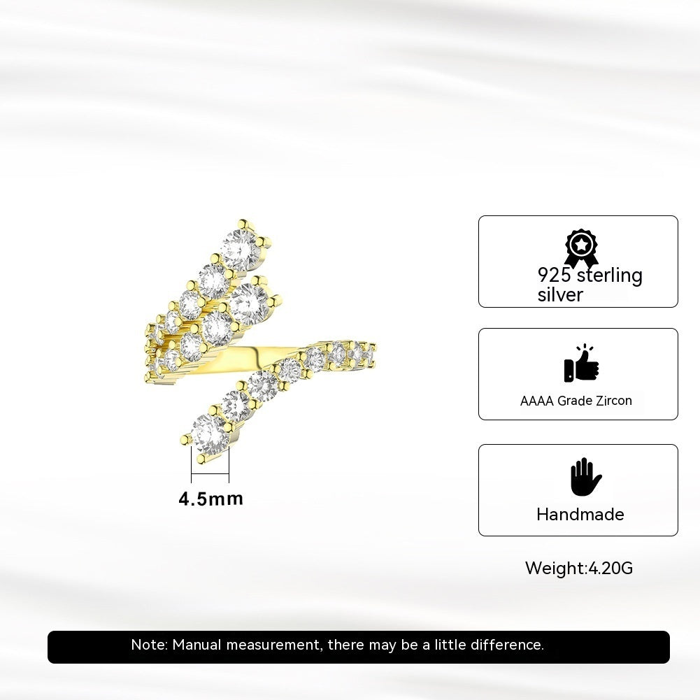 Double-row Ribbon Diamond-studded Ring