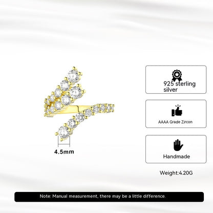 Double-row Ribbon Diamond-studded Ring