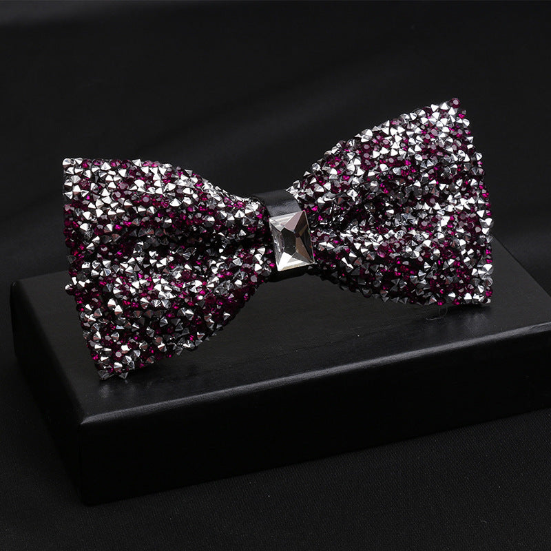 Fashionable Men's Shiny Diamond Bow Tie