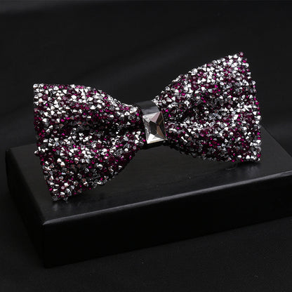 Fashionable Men's Shiny Diamond Bow Tie