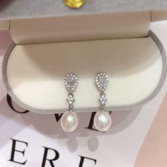 Pearl Earrings Female Affordable Luxury Style Advanced Micro Inlaid Zircon