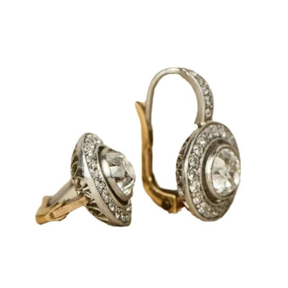 Runde Ohrringe im Vintage-Stil mit Strasssteinen und Kristallen