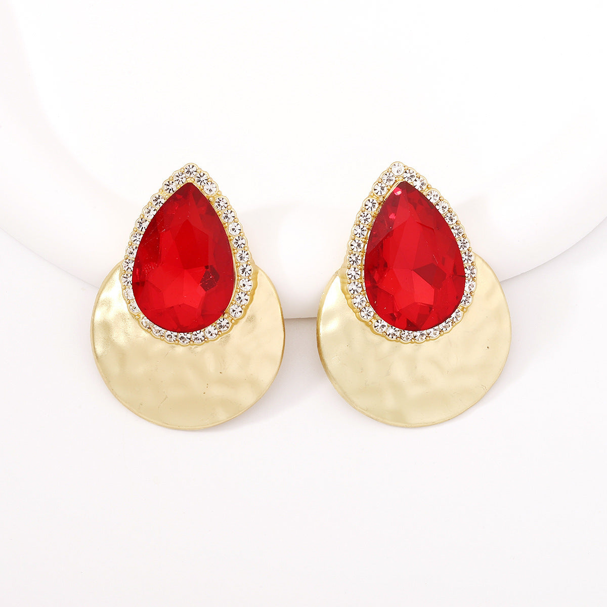 Drop Shape Inlaid Color Diamond French Exaggerated Earrings