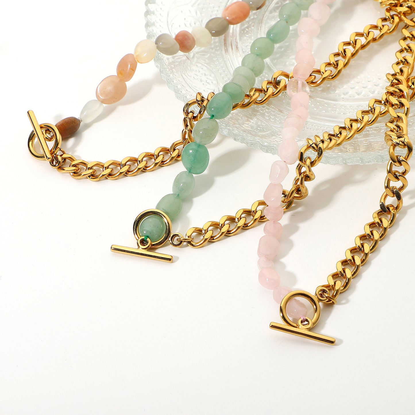 Colorful Natural Stone Beaded Stitched Cuban Women's Necklace