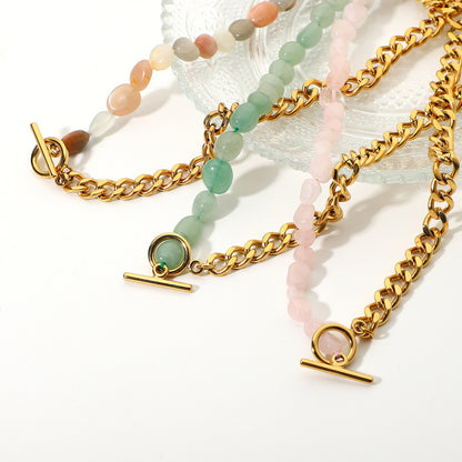 Colorful Natural Stone Beaded Stitched Cuban Women's Necklace