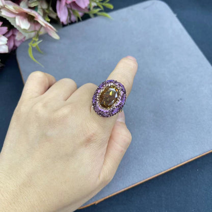 Sudan Stone Color-changing Stone Amethyst Necklace Ring Bracelet Set