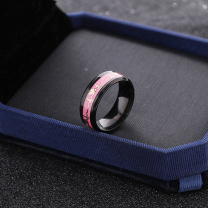 EKG Paar Carbon Fiber Ring Leuchtender Schmuck