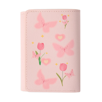 Butterfly-patterned Short Style Three-fold Wallet Multifunction