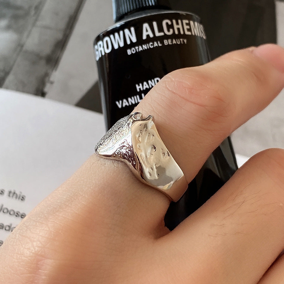 925 Sterling Silver Mottled Mountain Ring Fashion All-matching