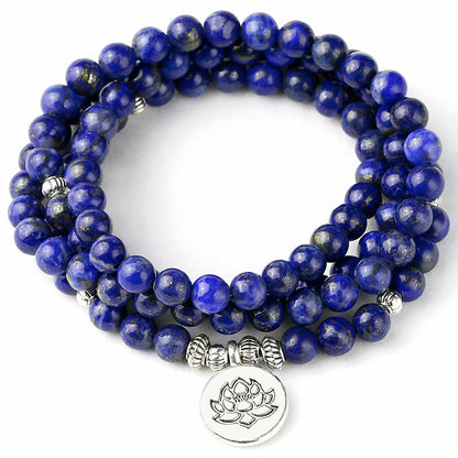 Lapis Lazuli Crystal Lotus OM Eye Buddha Yoga Bracelet