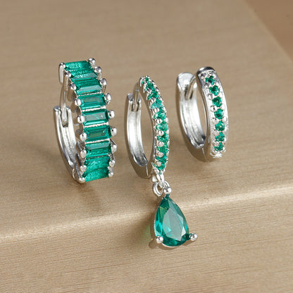 Geometric Water Drop Diamond Gold Plated Earrings