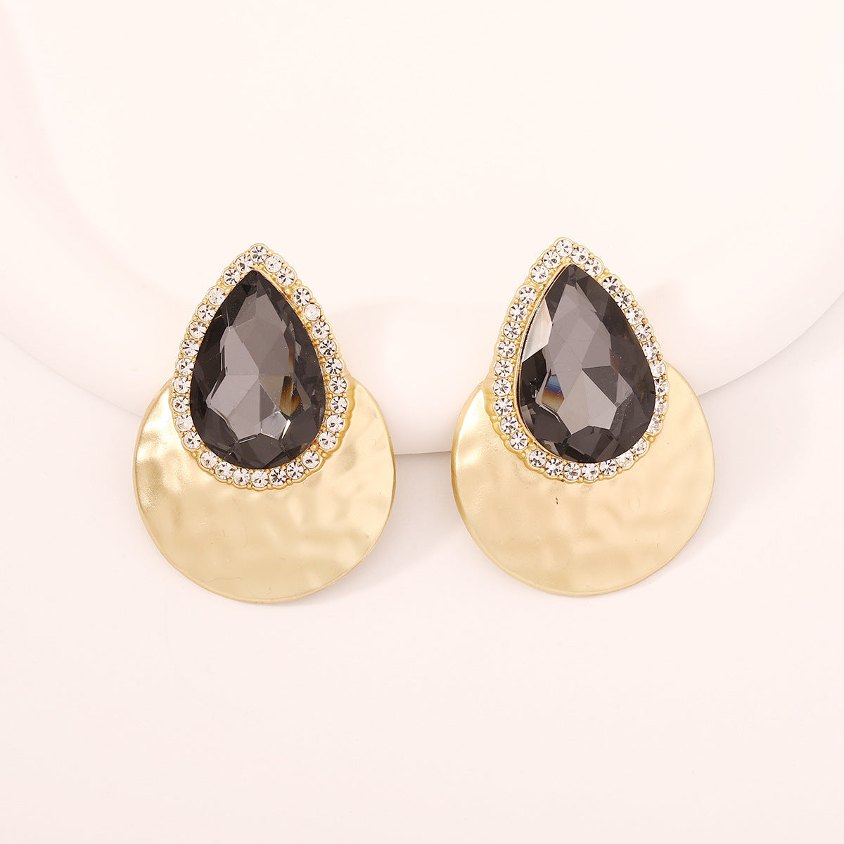 Drop Shape Inlaid Color Diamond French Exaggerated Earrings