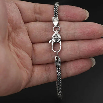 Men And Women 925 Sterling Silver Punk Retro Hip Hop Diamond Jewelry Ornament Bracelet