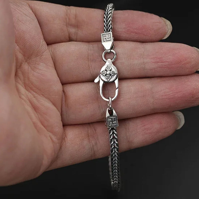 Men And Women 925 Sterling Silver Punk Retro Hip Hop Diamond Jewelry Ornament Bracelet
