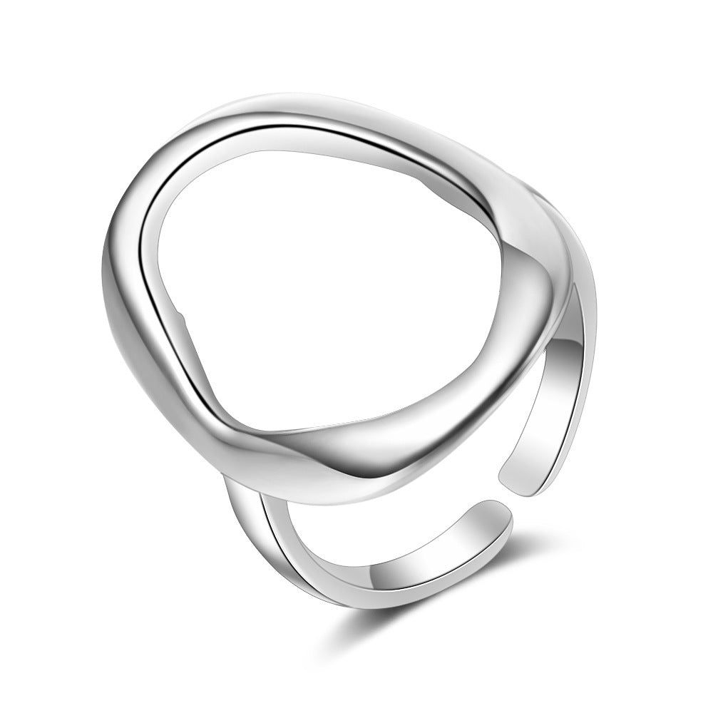 925 Sterling Silber Ring INS Einfacher geometrischer unregelmäßiger Hohlring für Frauen
