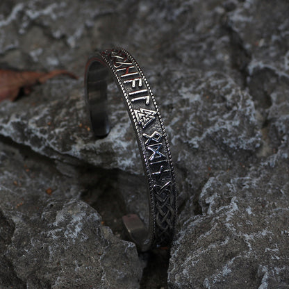 Adjustable Solid Stainless Steel Viking Rune Triangle Two-color Bracelet