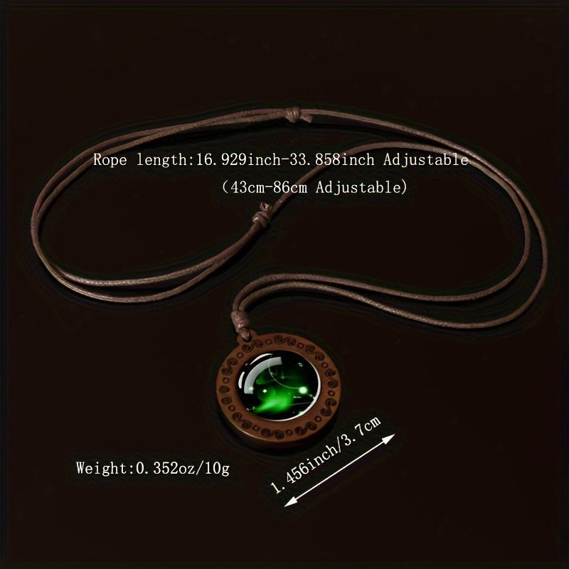 Zodiac Glass Pendant Vintage Necklace