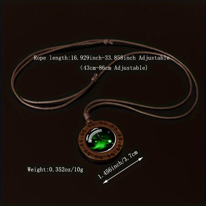 Zodiac Glass Pendant Vintage Necklace