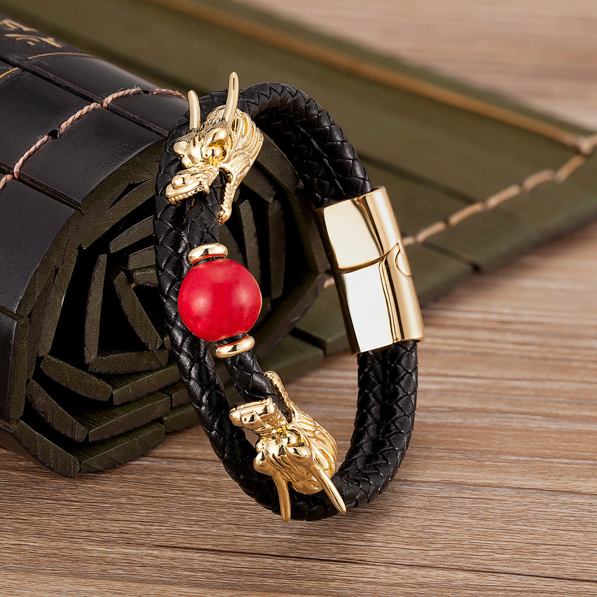 Fashion Double Layer Woven Leather String Chinese Faucet Bracelet