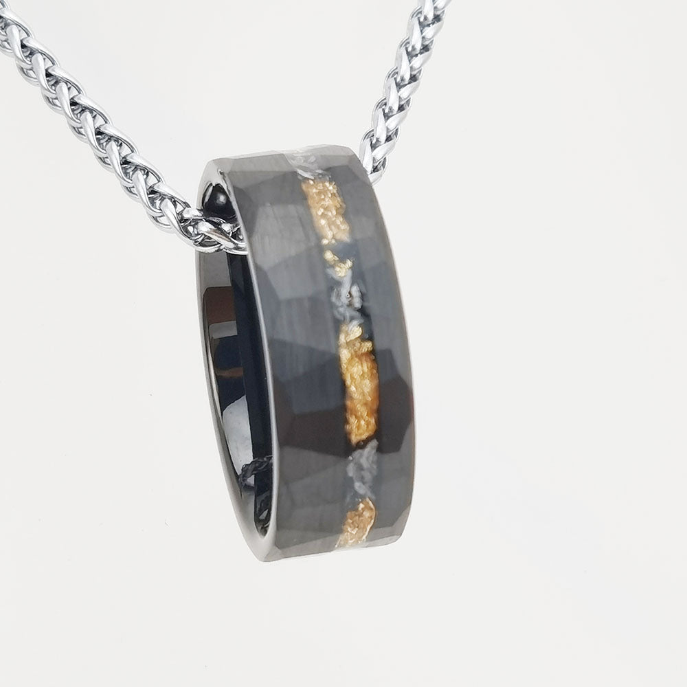 Tungsten Gold Ring Flat Batch Flower Groove Inlaid With Gold Foil Debris