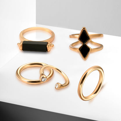 Fashion Joint Ring Set Electroplating 18K Gem Jewelry