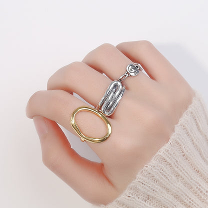 925 Sterling Silber Ring INS Einfacher geometrischer unregelmäßiger Hohlring für Frauen