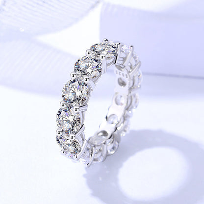Female S925 Sterling Silver Round Zircon Ring