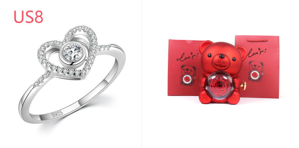 S925 Sterling Silver Love Full Diamond Ring