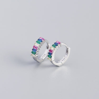 Women's Inlaid Cubic Zirconia Sterling Silver Stud Earrings