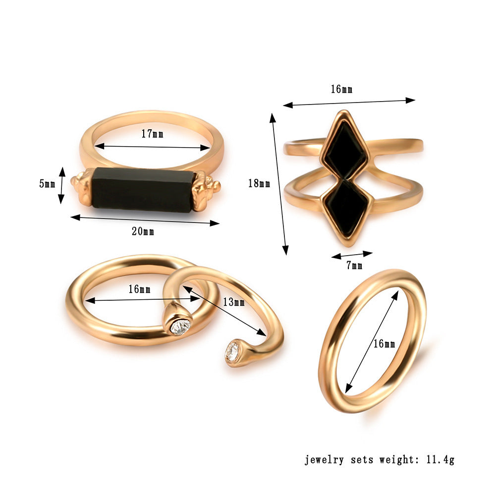 Fashion Joint Ring Set Electroplating 18K Gem Jewelry