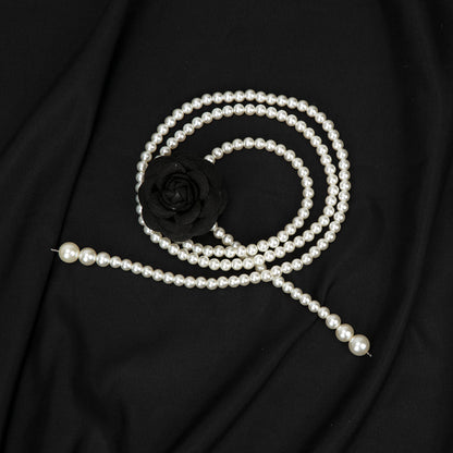 إكسسوار نسائي من سلسلة خصر رفيعة مزين بالزهور مصنوعة يدويًا من اللؤلؤ الحلو