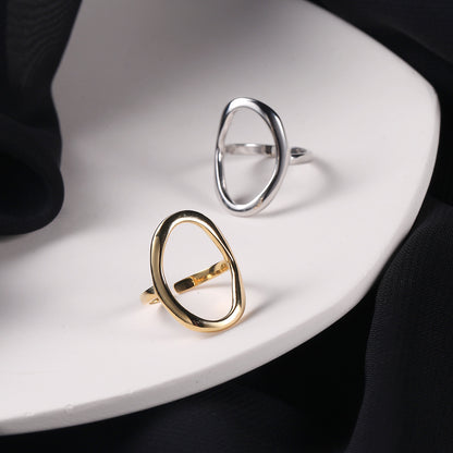 925 Sterling Silber Ring INS Einfacher geometrischer unregelmäßiger Hohlring für Frauen